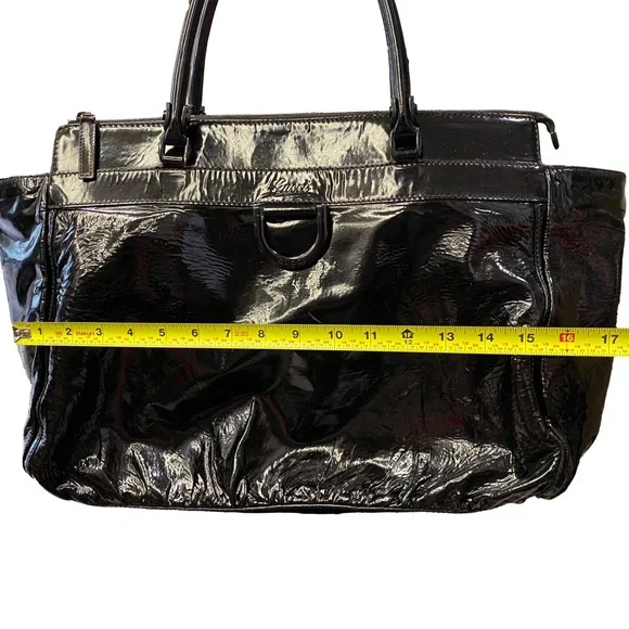 GUCCI Black Patent Leather Horsebit Tote Shoulder Bag - Recolored - Picture 13 of 17